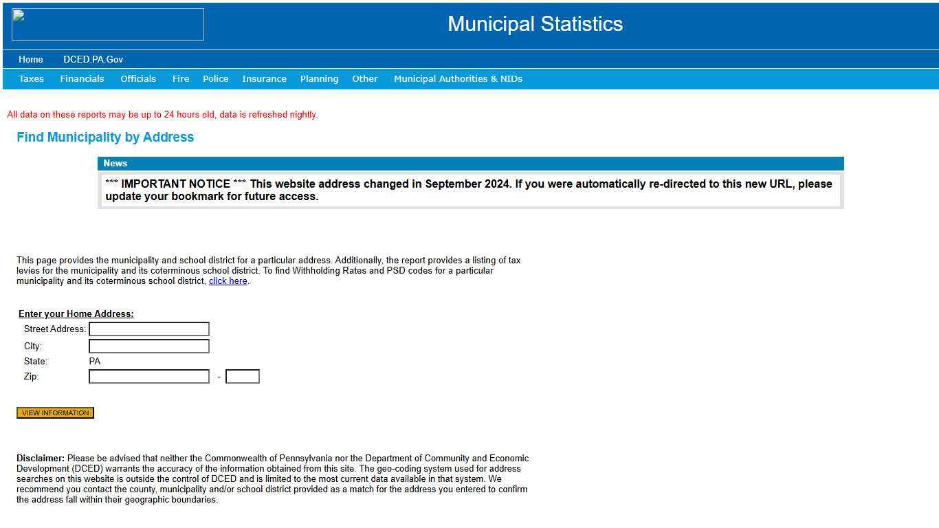 Municipal Statistics